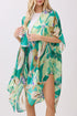 Hawaiian Holiday Green Silky Kimono