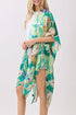 Hawaiian Holiday Green Silky Kimono