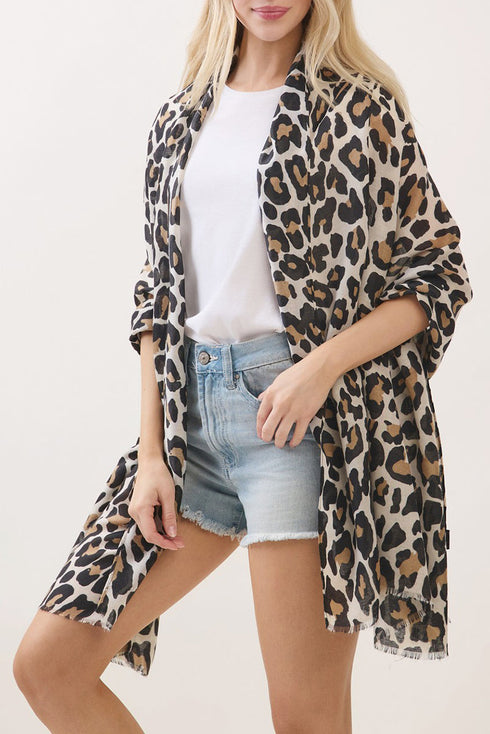 Spotted Status Beige Leopard Long Scarf