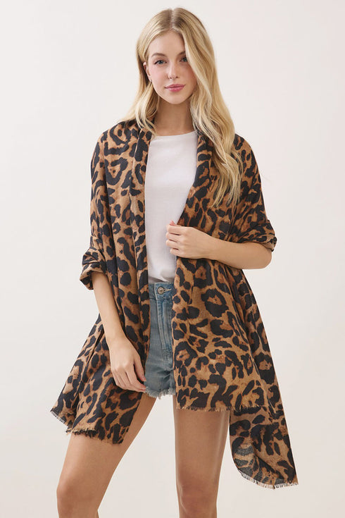 Spotted Status Brown Leopard Long Scarf