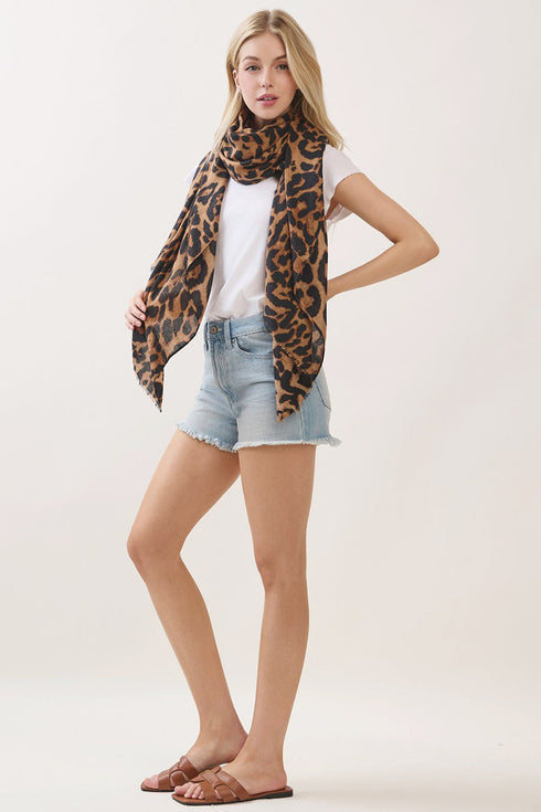 Spotted Status Brown Leopard Long Scarf