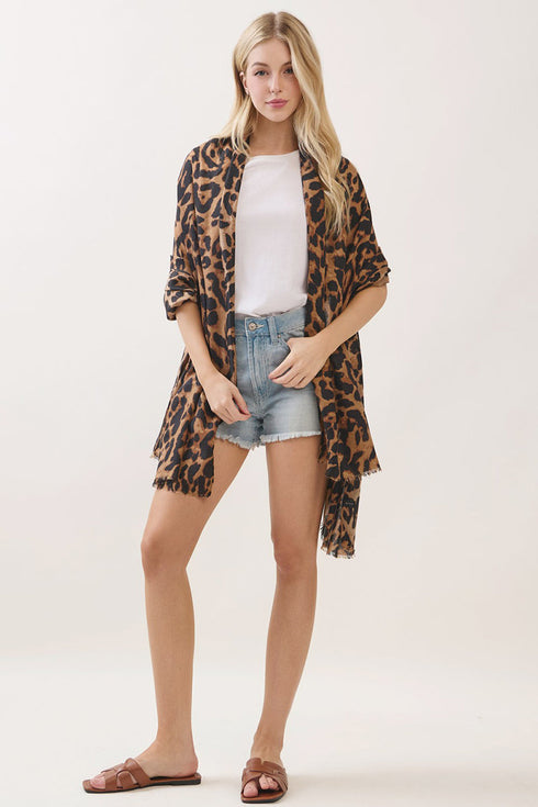 Spotted Status Brown Leopard Long Scarf
