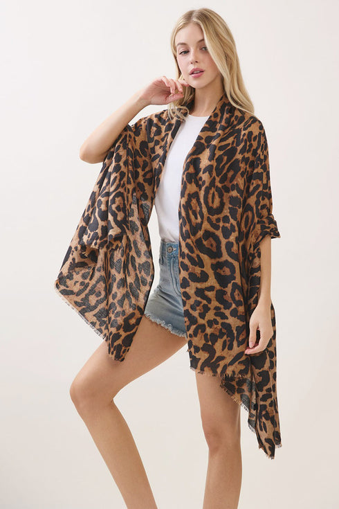 Spotted Status Brown Leopard Long Scarf