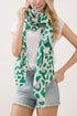 Spotted Status Pink and Green Leopard Long Scarf