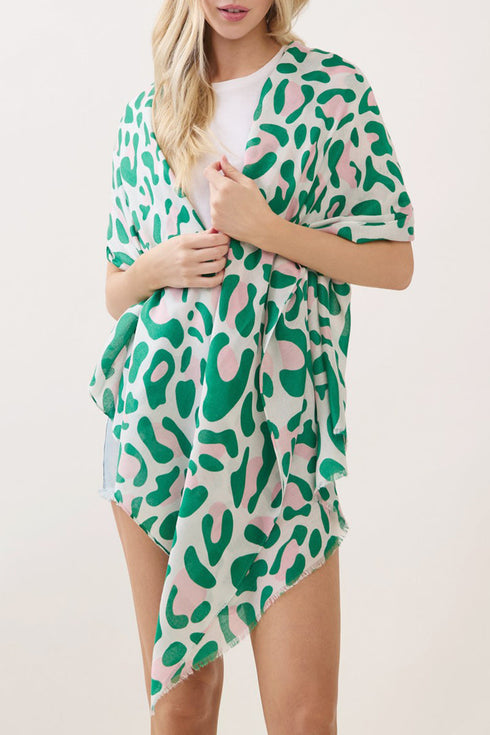 Spotted Status Pink and Green Leopard Long Scarf