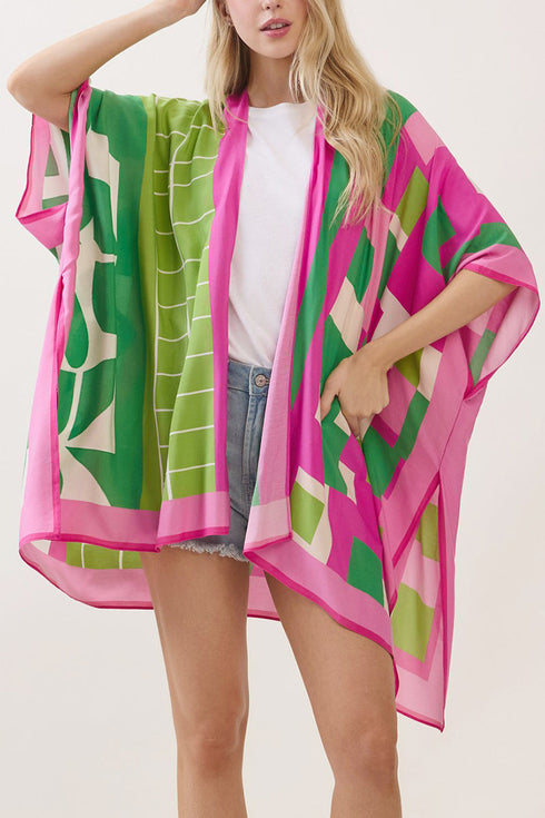 Poetry In Motion Pink and Green Kimono
