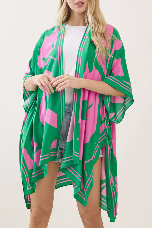 Rosette Dreams Pink and Green Kimono