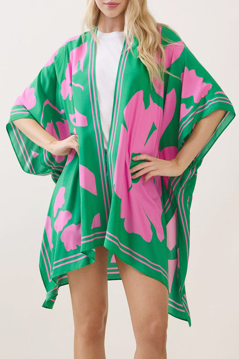 Rosette Dreams Pink and Green Kimono