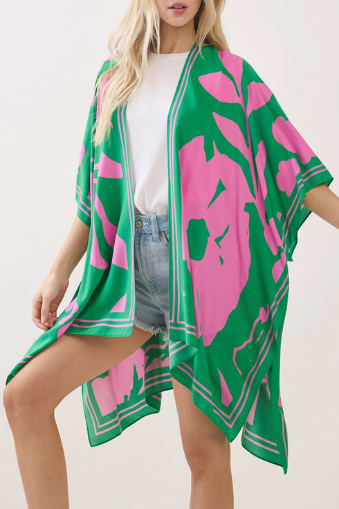 Rosette Dreams Pink and Green Kimono