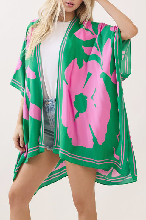 Rosette Dreams Pink and Green Kimono