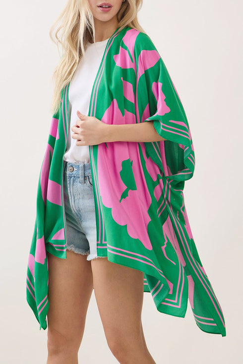 Rosette Dreams Pink and Green Kimono