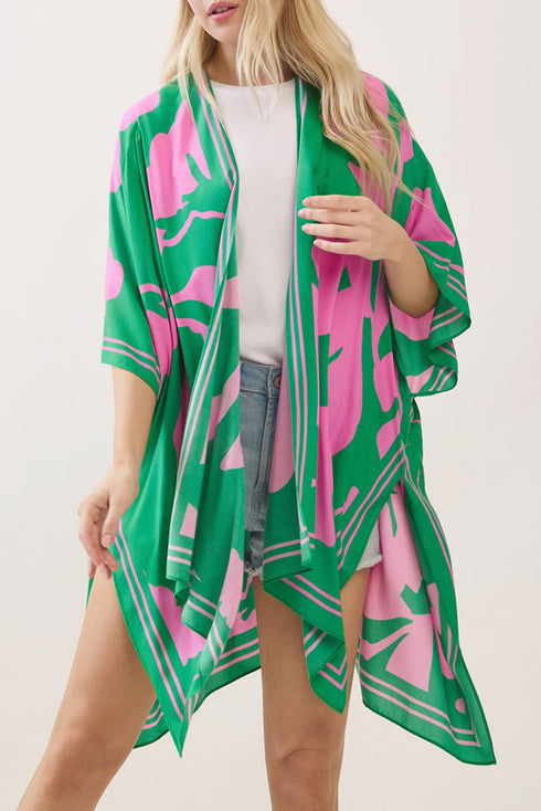 Rosette Dreams Pink and Green Kimono