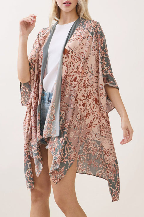 Heirloom Bloom Olive Kimono