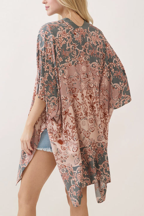 Heirloom Bloom Olive Kimono