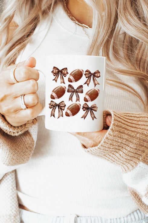 Footballs And Coquette Bows Ceramic Mug