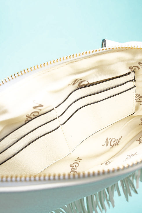 White Fairleigh Fringe Bangle Clutch