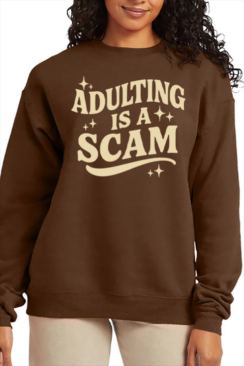 Adulting Is A Scam Ecosmart Crewneck Sweatshirt