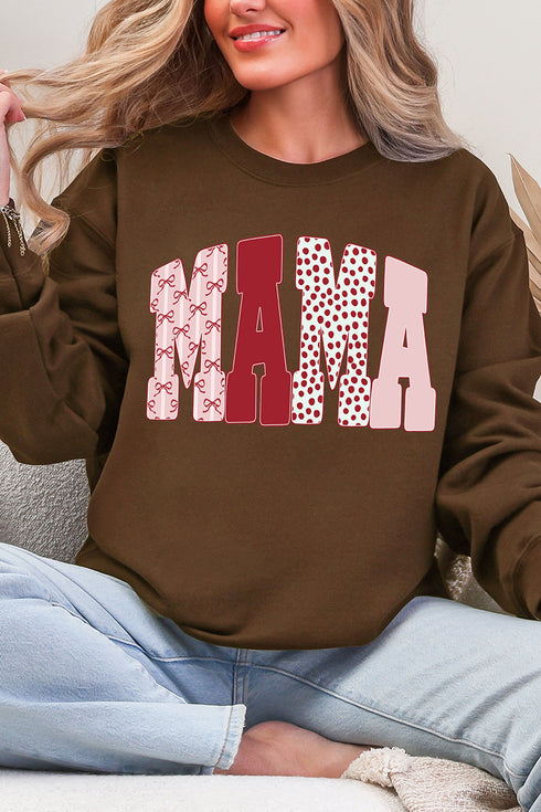Blush And Bows Mama Ecosmart Crewneck Sweatshirt