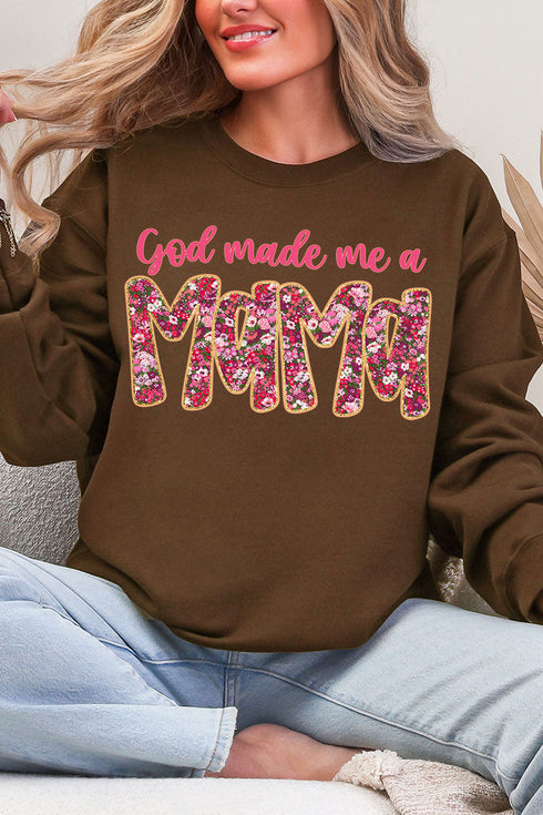 Pink God Made Me A Mama Ecosmart Crewneck Sweatshirt