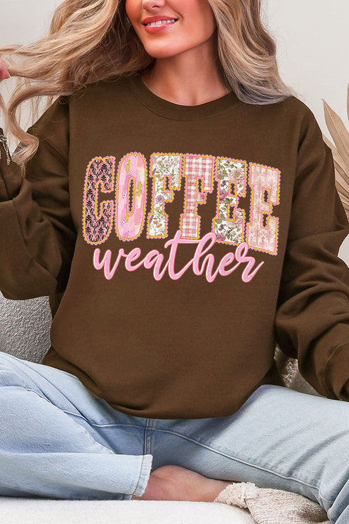 Pink Lace Coffee Weather Ecosmart Crewneck Sweatshirt