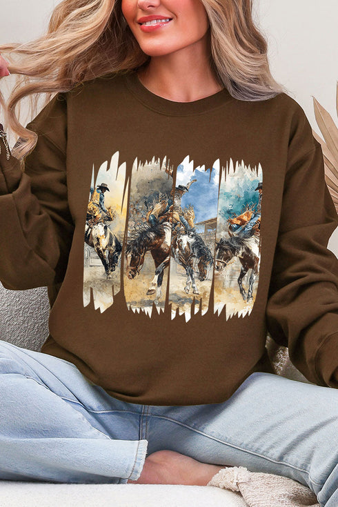 Retro Rodeo Rebel Ecosmart Crewneck Sweatshirt