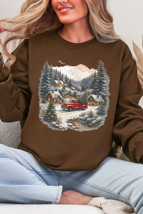 Snowfall On Main Street Ecosmart Crewneck Sweatshirt