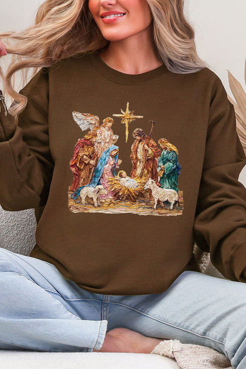 The Painted Nativity Scene Ecosmart Crewneck Sweatshirt