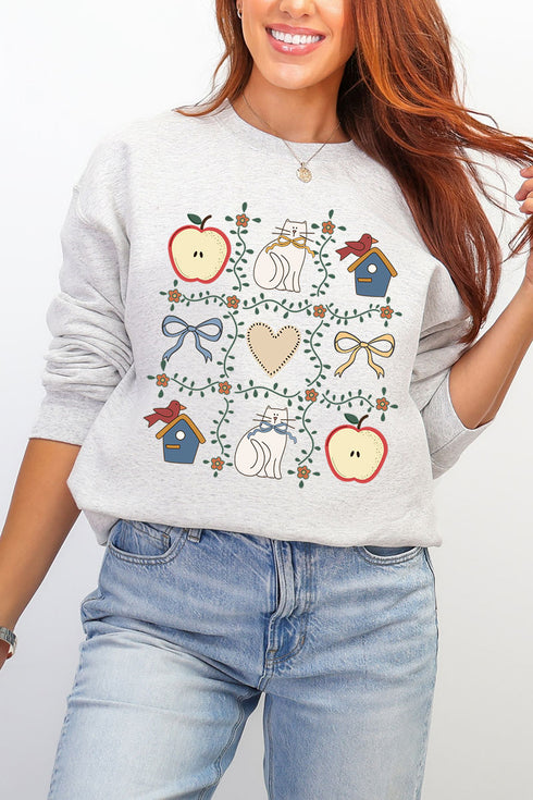 Heart & Home Quilt Ecosmart Crewneck Sweatshirt