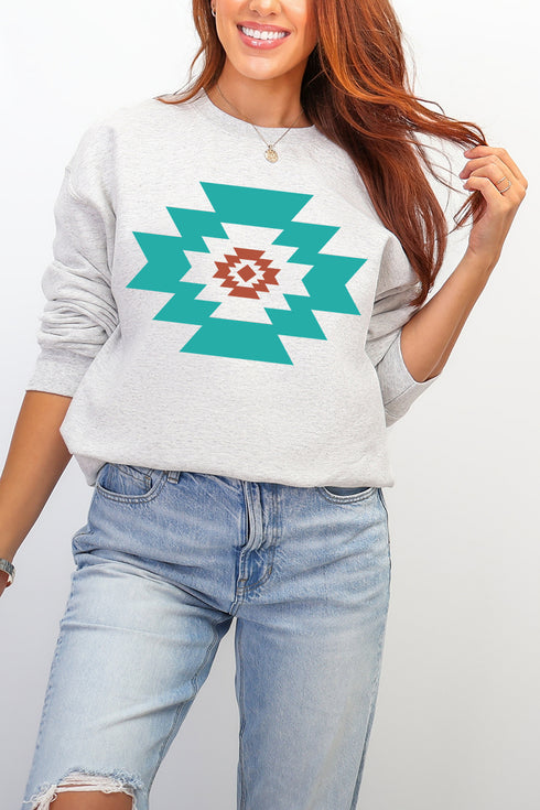 Punchy Aztec Ecosmart Crewneck Sweatshirt