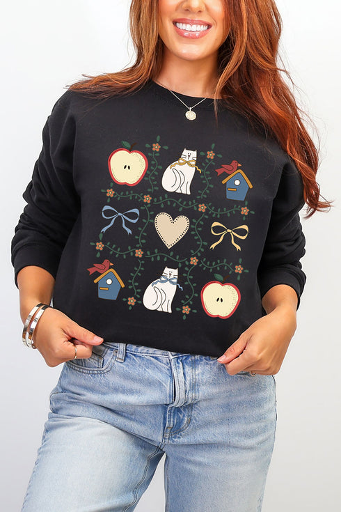 Heart & Home Quilt Ecosmart Crewneck Sweatshirt
