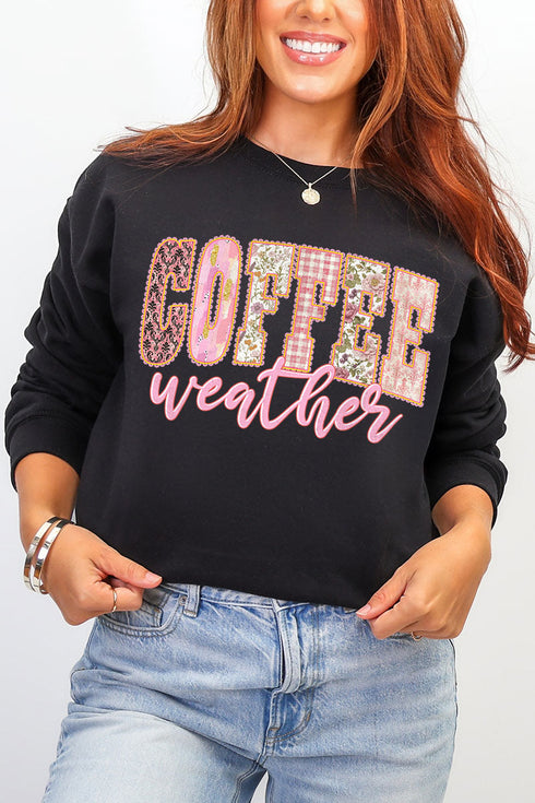Pink Lace Coffee Weather Ecosmart Crewneck Sweatshirt