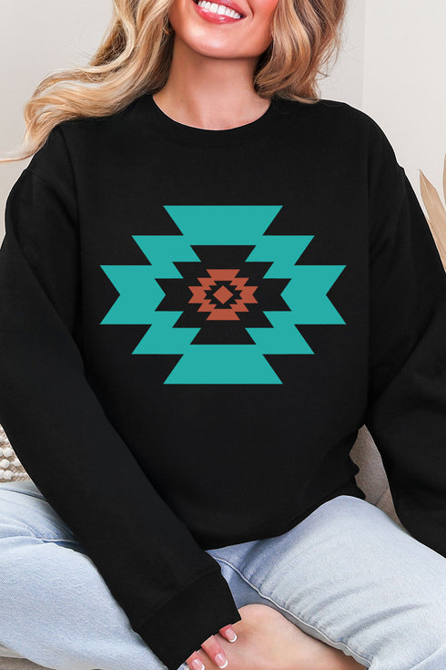 Punchy Aztec Ecosmart Crewneck Sweatshirt