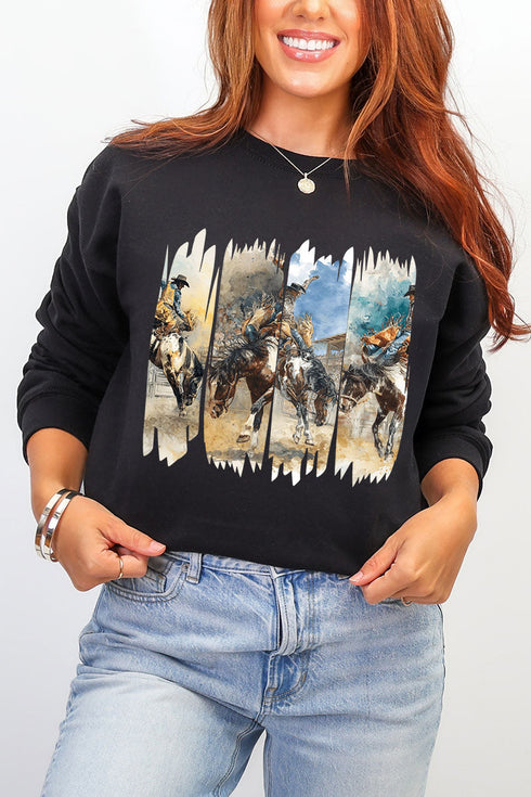 Retro Rodeo Rebel Ecosmart Crewneck Sweatshirt