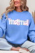 Coquette Floral Pink And Blue Mama Ecosmart Crewneck Sweatshirt