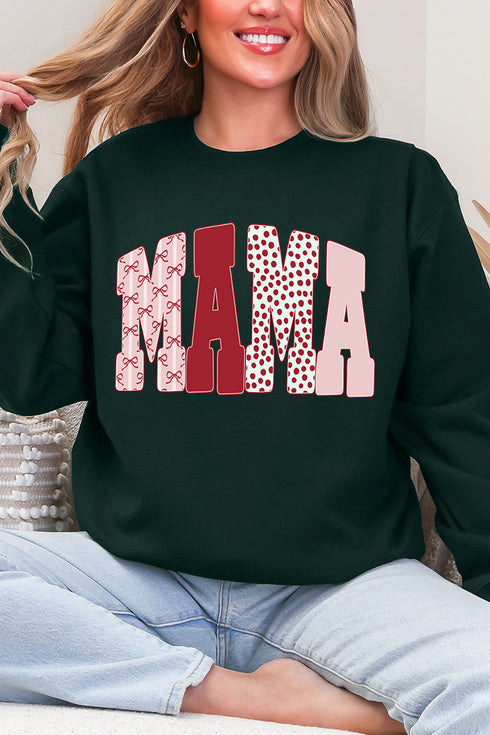 Blush And Bows Mama Ecosmart Crewneck Sweatshirt