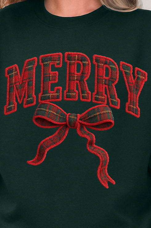 Merry In Plaid Ecosmart Crewneck Sweatshirt