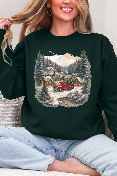 Snowfall On Main Street Ecosmart Crewneck Sweatshirt