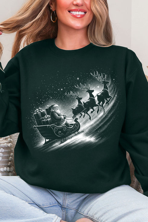 Vintage Santa Sleigh Ecosmart Crewneck Sweatshirt
