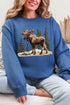 Faux Yarn Winter Moose Ecosmart Crewneck Sweatshirt