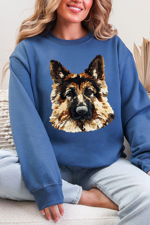 Faux Yarn German Shepherd Ecosmart Crewneck Sweatshirt