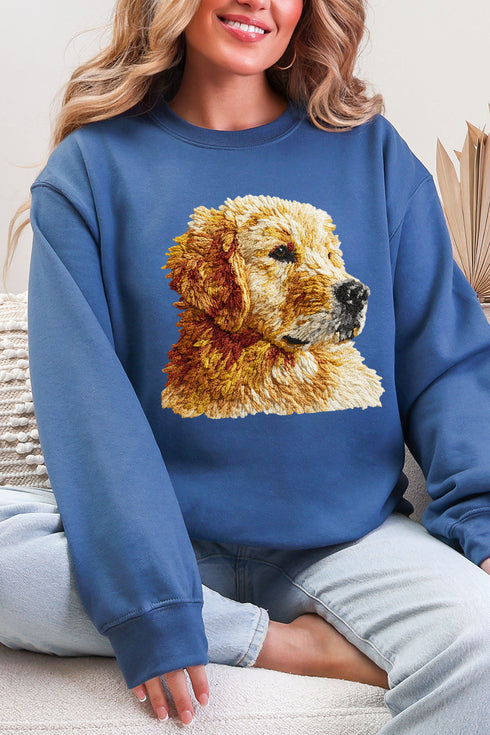 Faux Yarn Golden Retriever Ecosmart Crewneck Sweatshirt