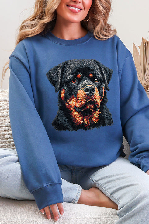 Faux Yarn Rottweiler Ecosmart Crewneck Sweatshirt
