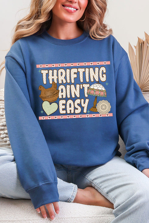 Thrifting Ain't Easy Ecosmart Crewneck Sweatshirt