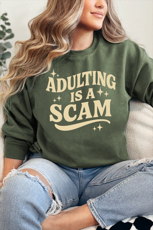Adulting Is A Scam Ecosmart Crewneck Sweatshirt