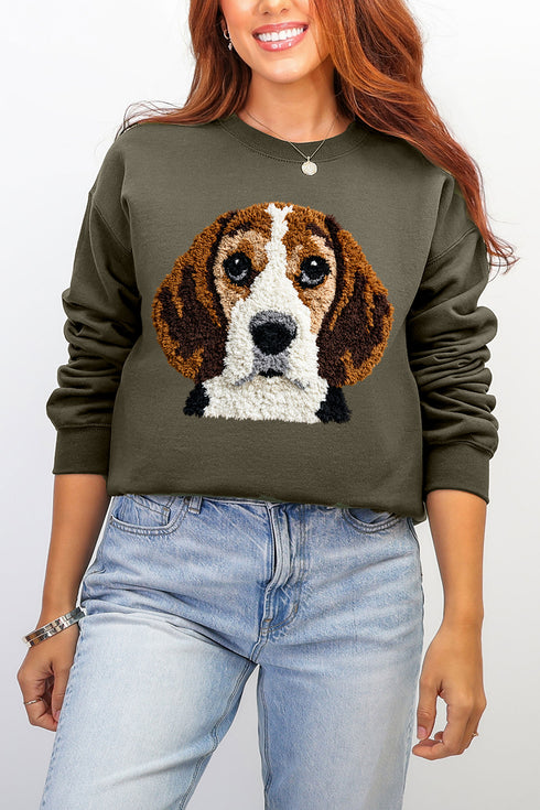 Faux Yarn Beagle Ecosmart Crewneck Sweatshirt