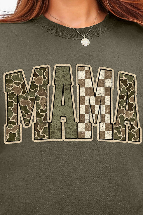 Camo Checkered Mama Ecosmart Crewneck Sweatshirt