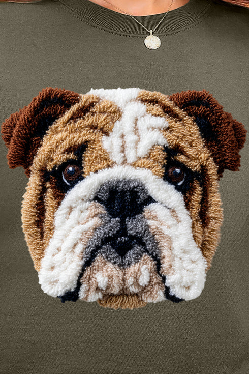 Faux Yarn English Bulldog Ecosmart Crewneck Sweatshirt