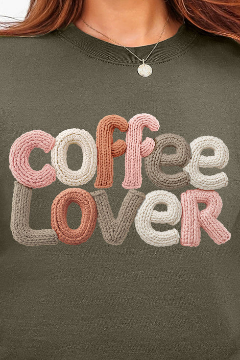 Faux Yarn Coffee Lover Ecosmart Crewneck Sweatshirt