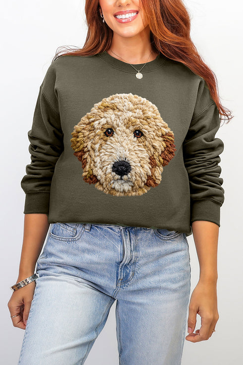 Faux Yarn Goldendoodle Ecosmart Crewneck Sweatshirt