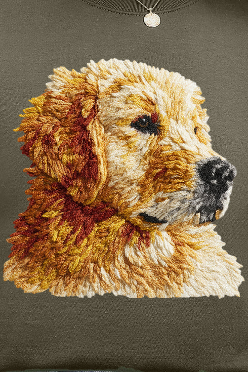 Faux Yarn Golden Retriever Ecosmart Crewneck Sweatshirt
